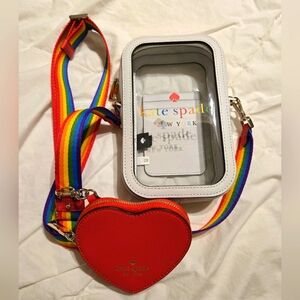 Kate Spade New York All Love Heart Crossbody Bag with Rainbow Strap